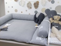 2-er SET - Wickelauflage, Bettschlange - Waffelpique grau / Baumwollfleece mittelgrau