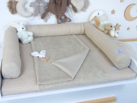 2-er SET - Wickelauflage mit Inlett, Bettschlange - Waffelpique beige / Frottee beige