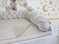 2er Set Wickelauflage mit Inlett und geflochtener Bettschlange in Hellbeige