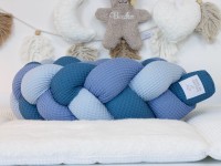 Geflochtene Bettschlange: Waffelpique hellblau, blau, jeans blau