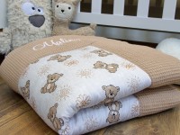 Krabbeldecke - niedliche Bärchen / Waffelpique camel