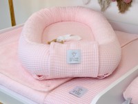 Babynestchen Set Mädchen - Nestchen und Wickelauflage mit Bezug - Waffelpique / Frottee hellrosa