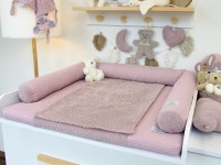 2-er SET - Wickelauflage mit Inlett, Bettschlange - Waffelpique altrosa / Frottee altrosa