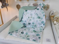 Personalisierte Babydecke - Silberdollar-Eukalyptus Aquarell / Waffelpique hellmint