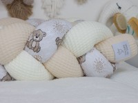 Bettschlange geflochten niedliche Bärchen / Waffelpique creme, hellbeige