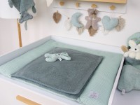 Wickeltischauflage - Waffelpique hellmint / Frottee dusty altmint