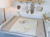 Wickelauflage Waffelpique natur / Baumwollfleece creme