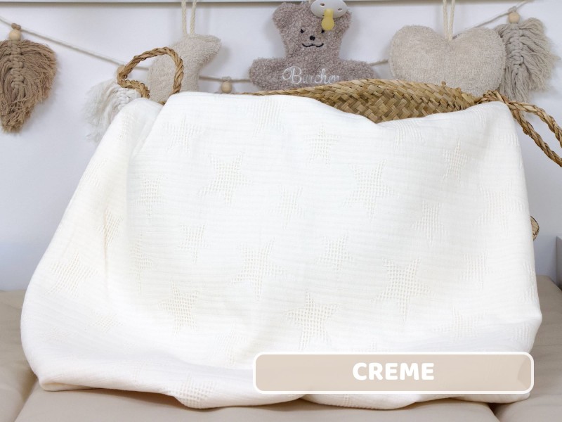 Waffelpique Sterne creme