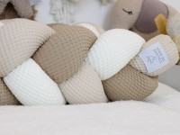 Bettschlange geflochten: Waffelpique creme, natur, dunkelbeige