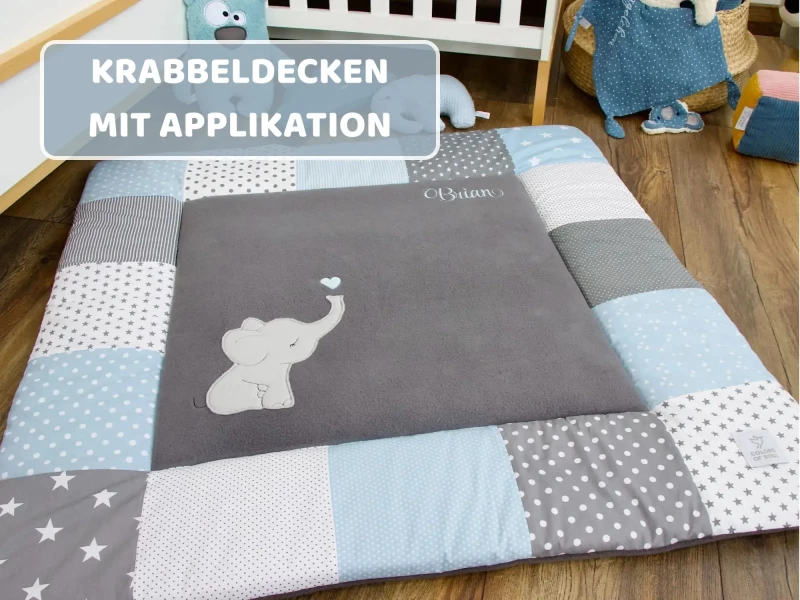 Krabbeldecken mit Tier Applikation – handgefertigt & personalisierbar