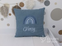 Kissen mit Regenbogen - Waffelpique BeBe altblau